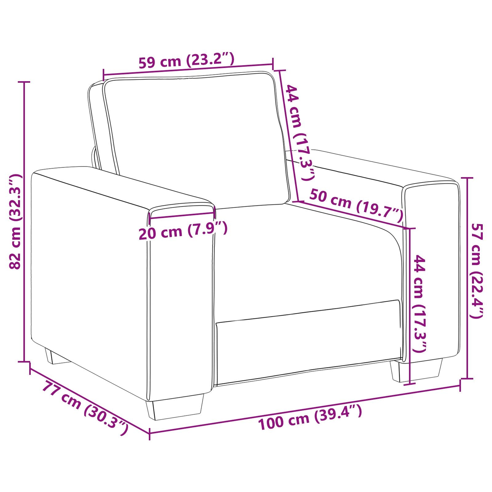 Fauteuil Stof Bruin 59 cm