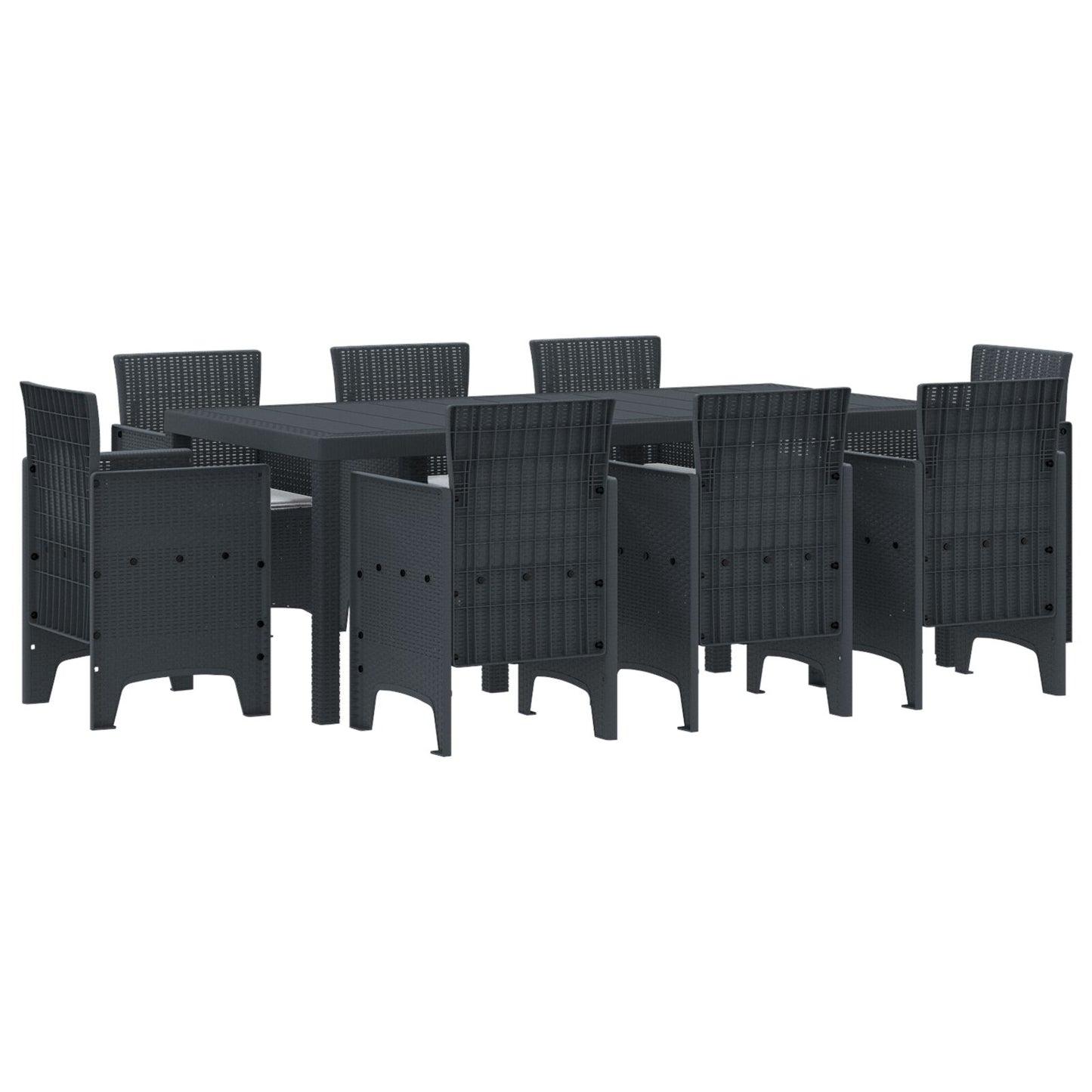 9-Delige Tuin Eetset Met Kussens Antraciet Poly Rattan
