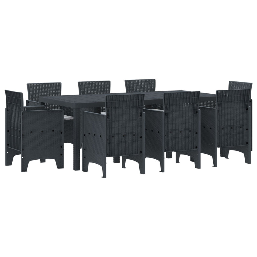 9-Delige Tuin Eetset Met Kussens Antraciet Poly Rattan