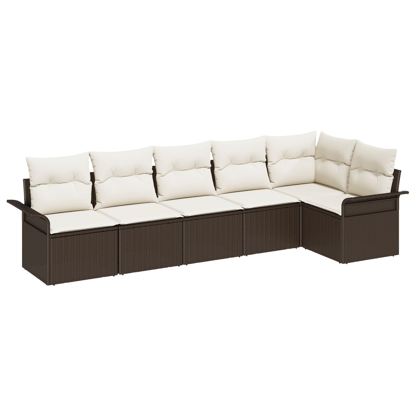6-Delige Tuin Sofa Set Met Kussens Bruin Poly Rattan