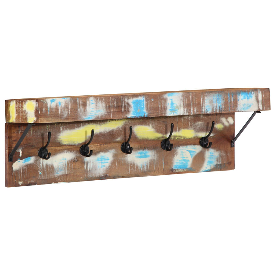 Kapstok Met Plank Wandgemonteerd Van En Metaal Massief gerecycled hout