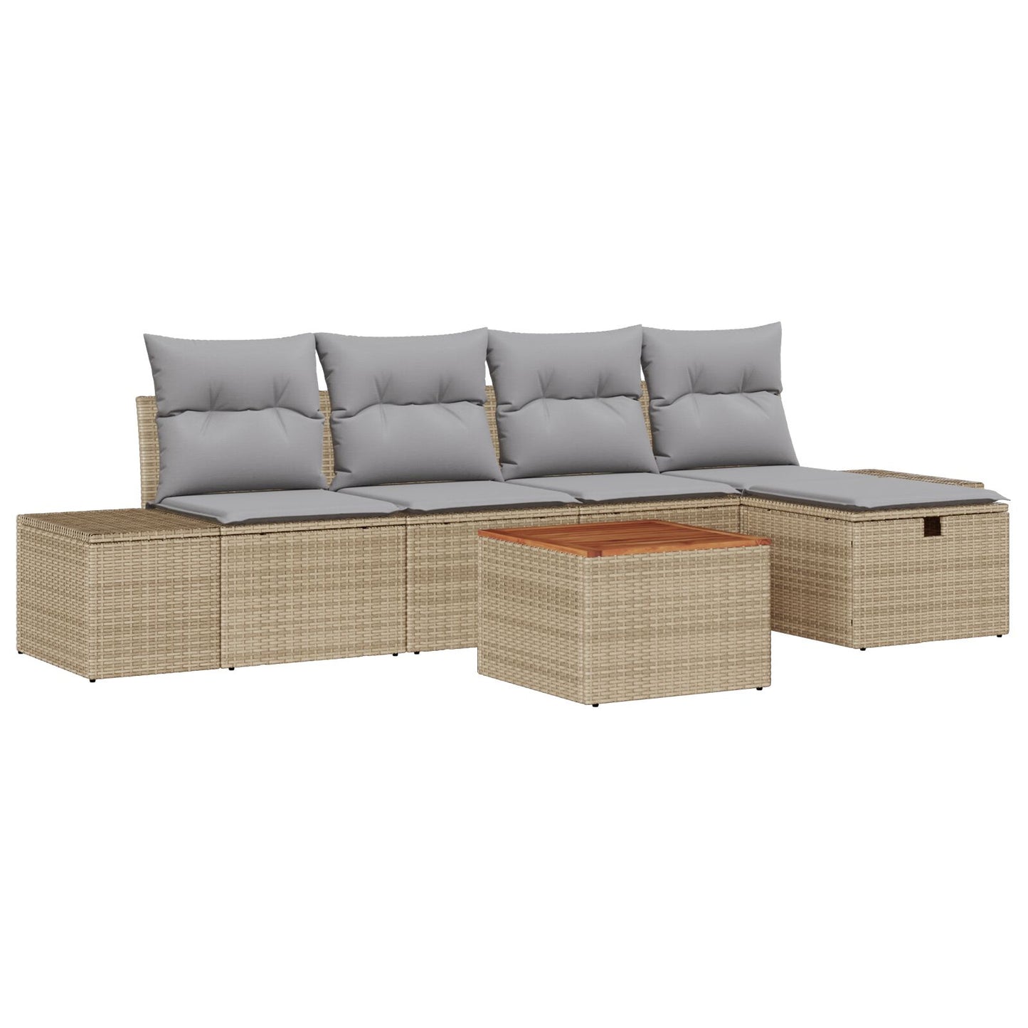 Tuin Sofa Set Set Van 6 Beige, Grijs Riet, Polyester Wit