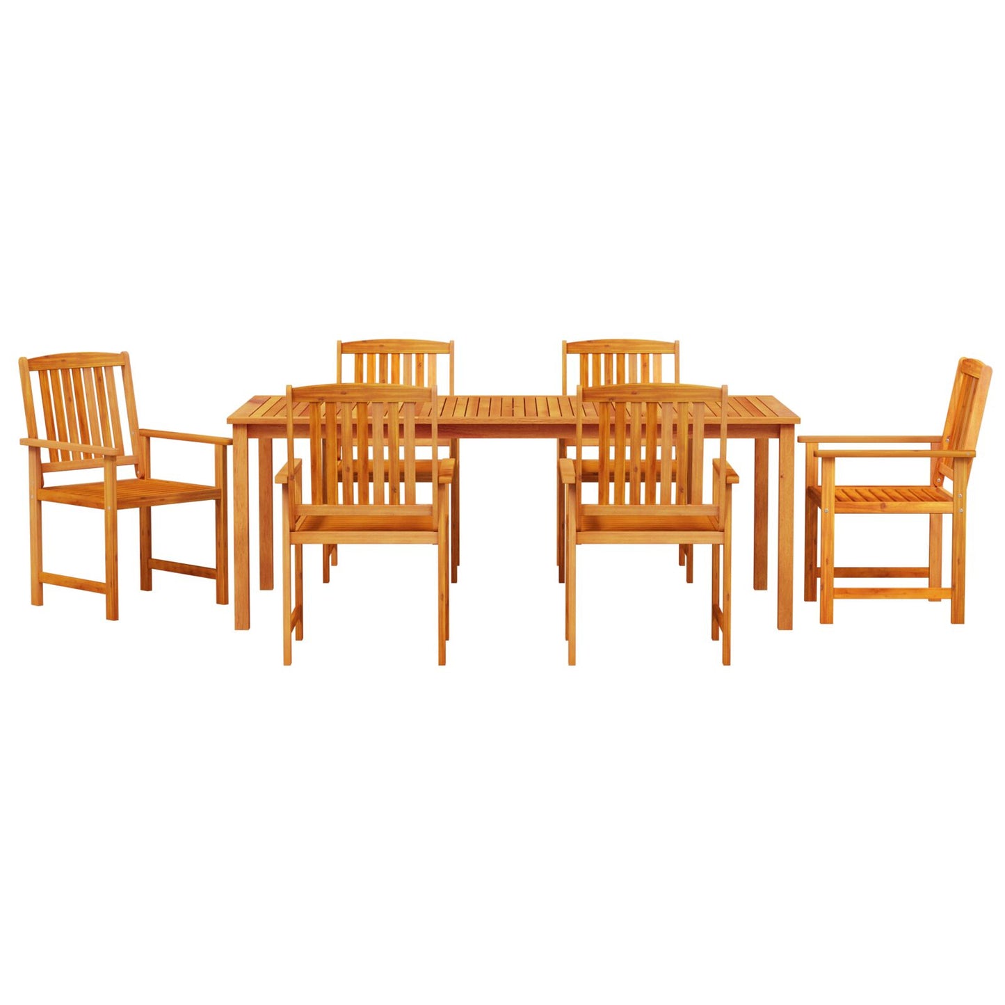 7-Delige Tuin Eetset Van Massief Acaciahout 6-Persoons Tafel van 180 cm lang