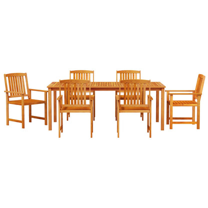 7-Delige Tuin Eetset Van Massief Acaciahout 6-Persoons Tafel van 180 cm lang