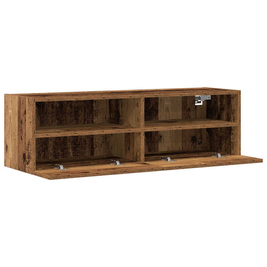 Tv Wandkasten 2 Stuks Gelaagd Hout Oud hout