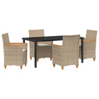 Tuinset poly rattan beige 4 stoelen 1 tafel