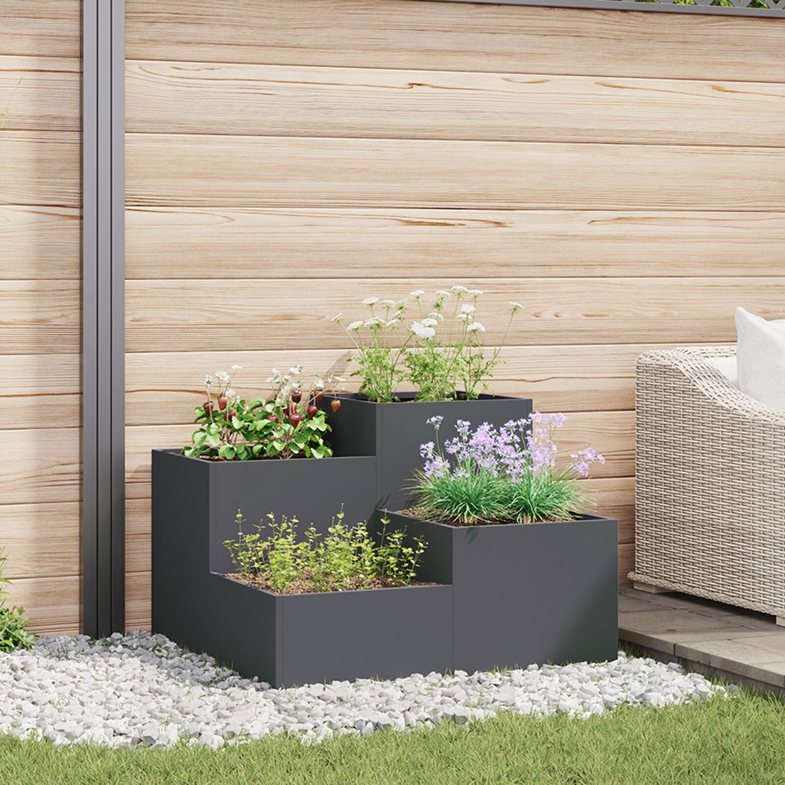 Tuinplanter Staal Anthraciet 80 x 80 x 60 cm