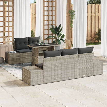 Tuin Sofa Set Set Van 6 Beige Rattan En Polyester Tuin Sofa Set