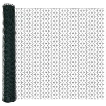 Hekpalen 11 Stuks U-Kanaal Groen 100 Cm Staal,  Zeshoekig Hek Groen 1X50 M Staal