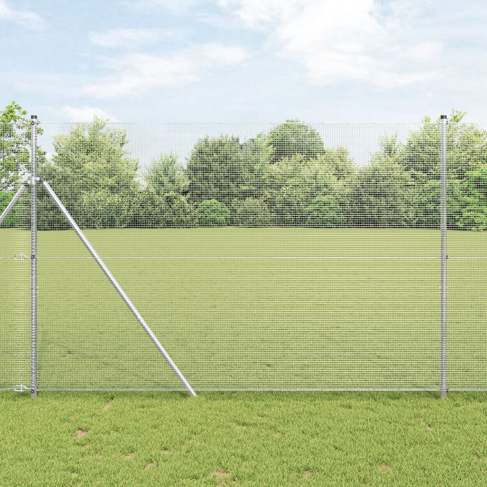Gelaste Draadhek Met 7 Palen 1.6X10 M Gegalvaniseerd Staal Gegalvaniseerd Staal
