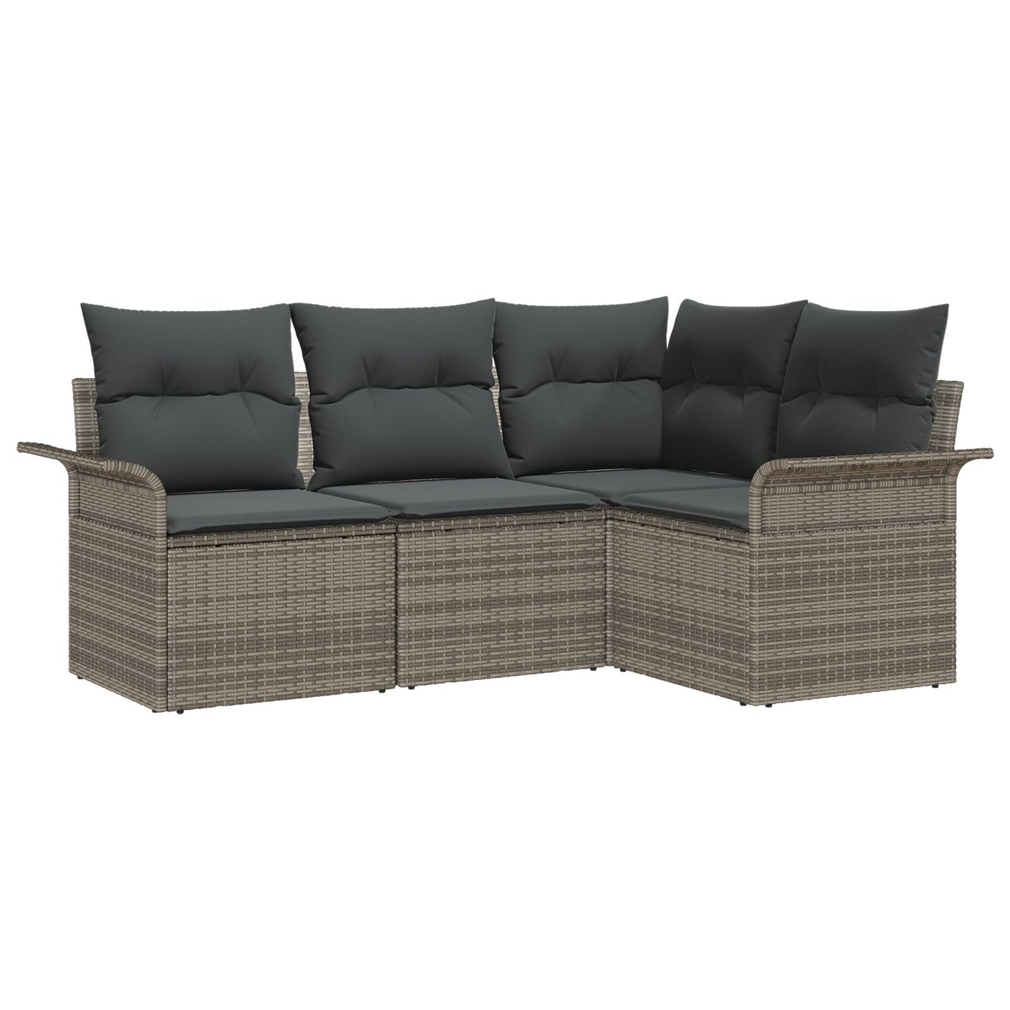 Tuin Sofa Set Set Van 4 Grijs Polyester Kussens En Rattan Basis