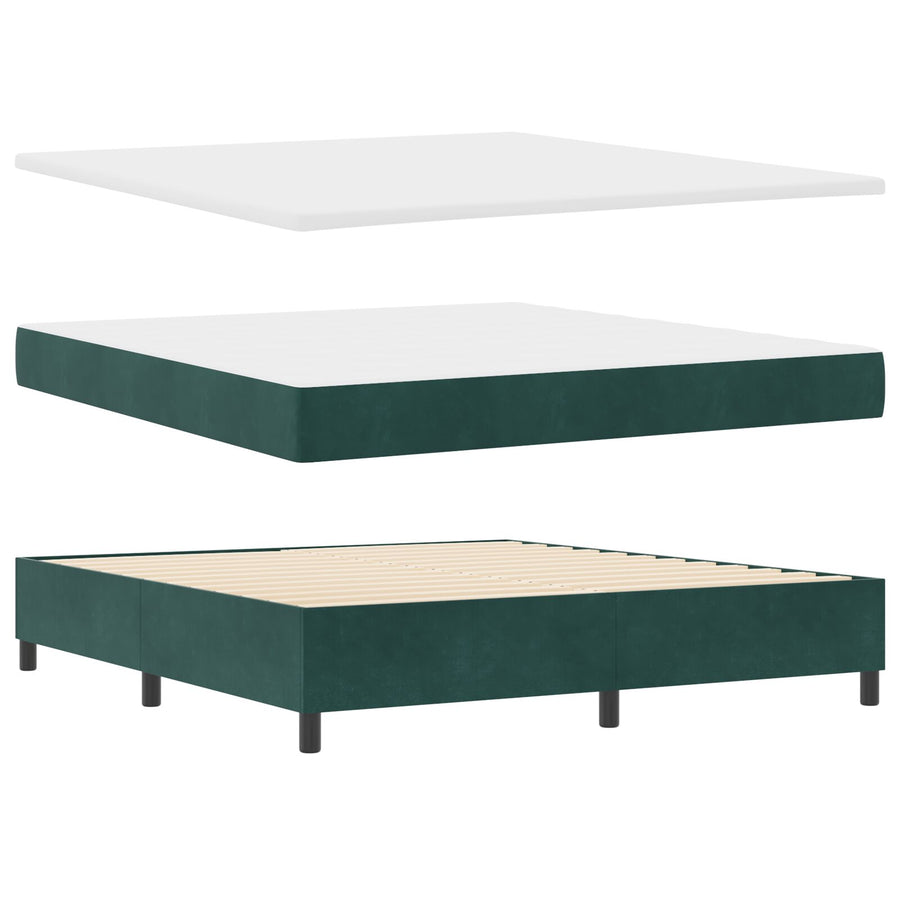 Boxspringbed Met Matras Donkergroen Super King Fluweel Blauw