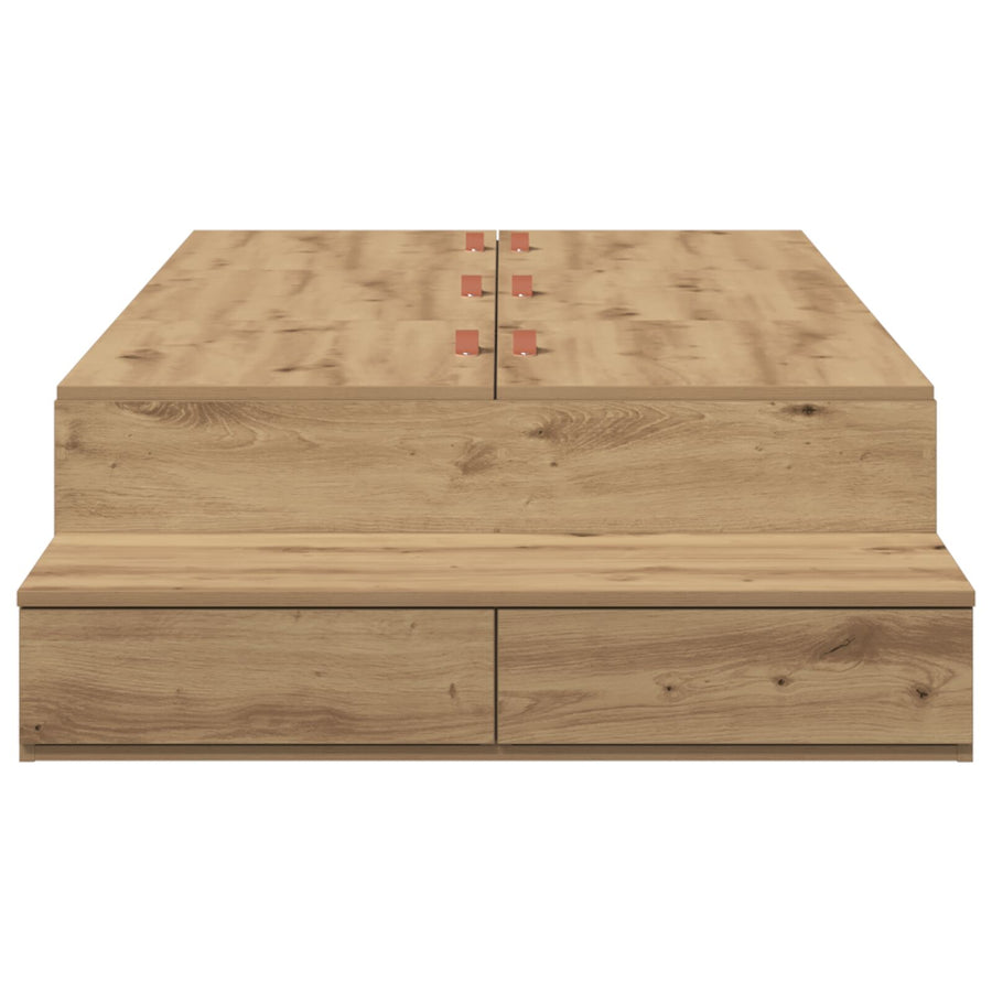 Opbergbedframe Artisan Eiken Bewerkt Hout 236,5 X 100 X 31,5 Cm Artisanaal Eiken
