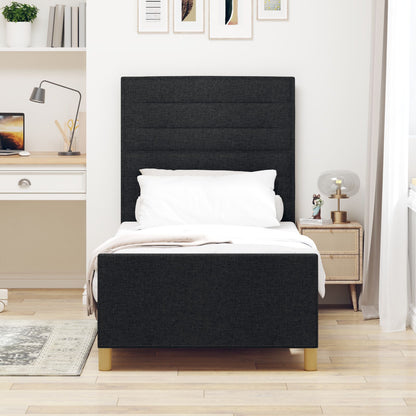 Bedframe Zwart 90X200 Cm Stof Crème