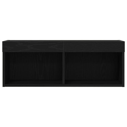 Tv Wandkast Met Led-Verlichting Hout 1 Zwart eiken
