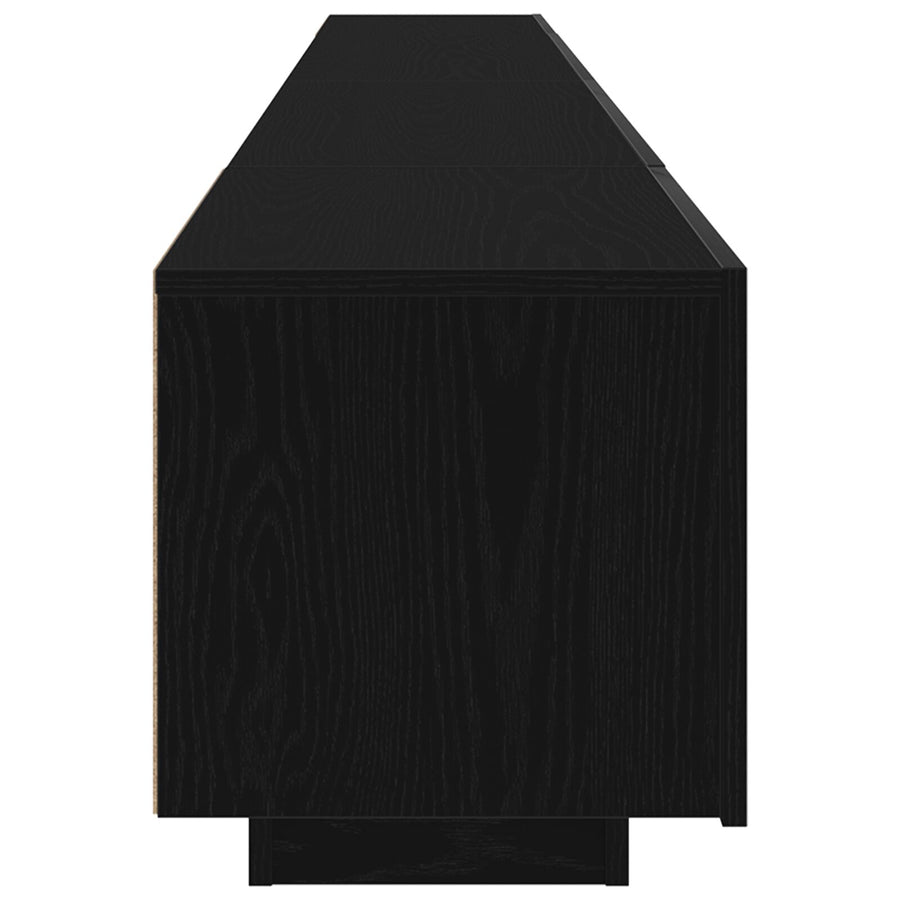 Tv-Kast Met Led-Verlichting - - 260X35X40 Cm - Behandeld Hout Zwart eiken
