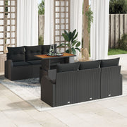 Tuin loungeset 7-delig zwart polyrattan