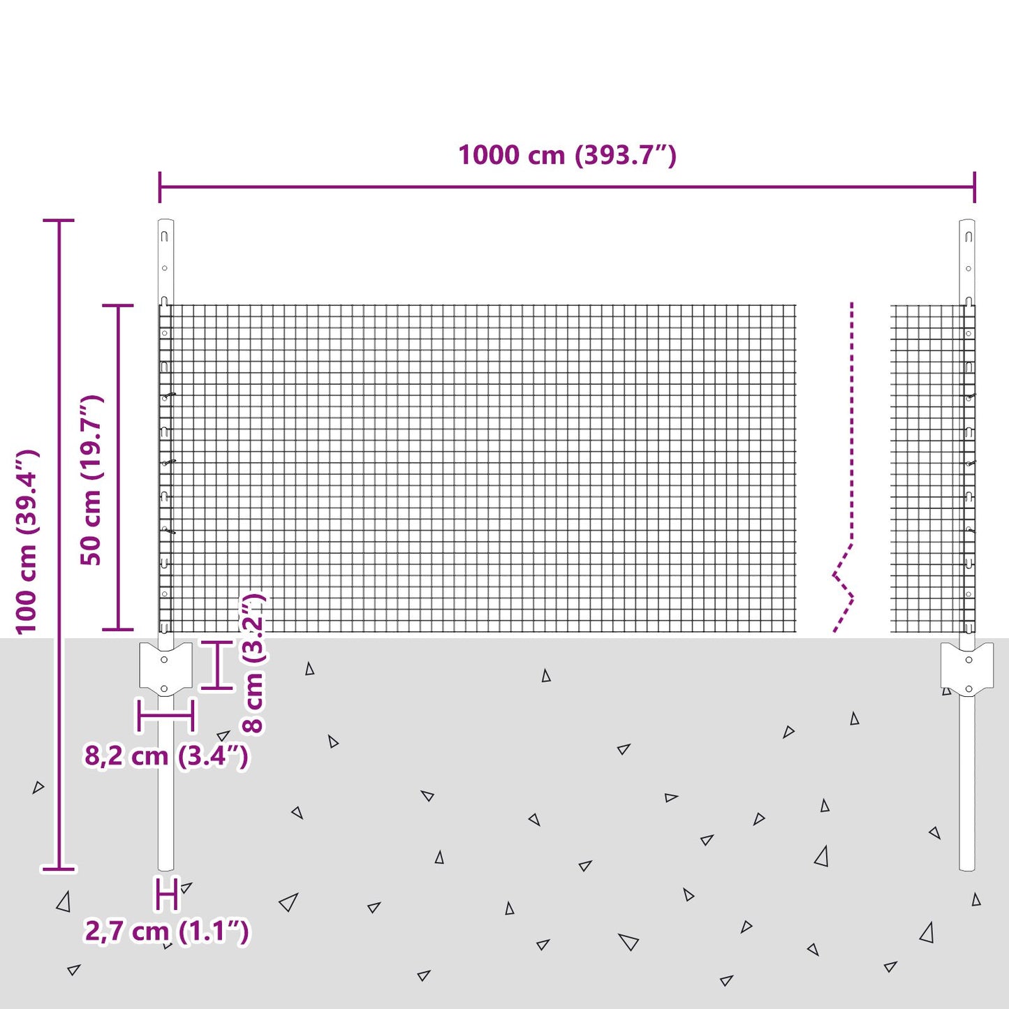 Hek Van Kippen Draad Set Set Van 2 Groen Metaal 10 X 0,5 M Hek