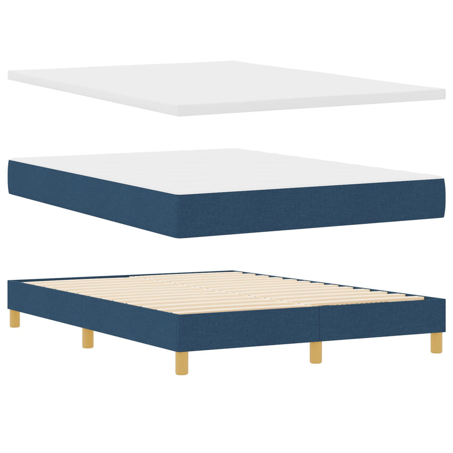 Boxspringbed Met Matras Stof Blauw 140 x 200 cm Knop ge tuft