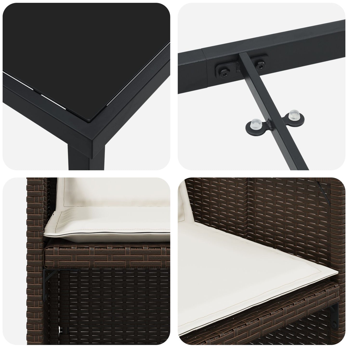 5-Delige Tuinset Met Kussens Bruin Poly Rattan