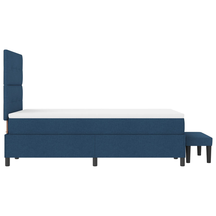 Boxspring Bed Met Matras & Bank Stof Blauw 120 x 200 cm Met knopen