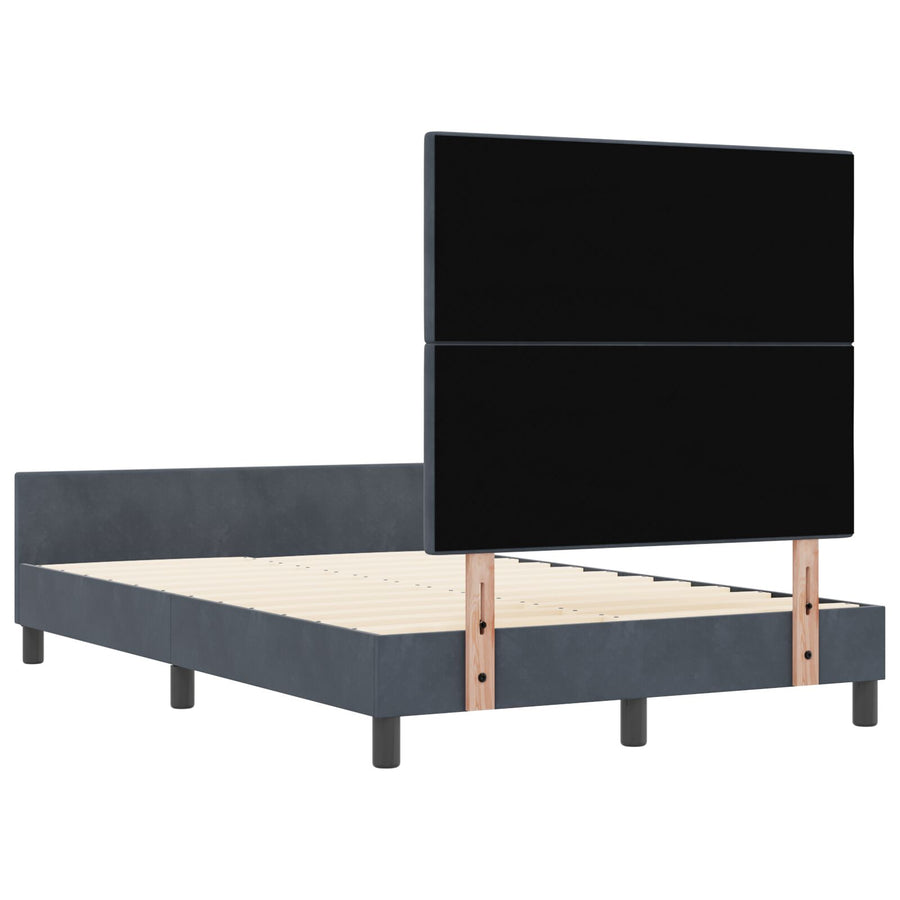 Bedframe Donkergrijs 120X190 Cm Fluweel Crème