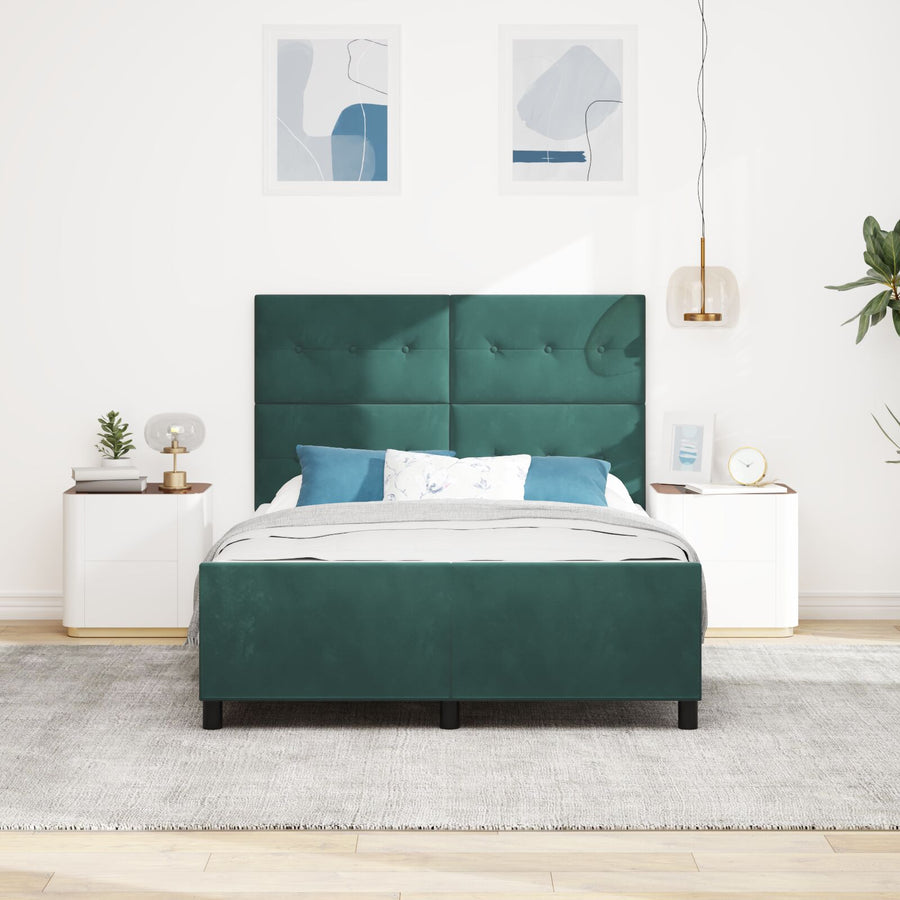 Bedframe Donkergroen 160X200 Cm Velvet Crème