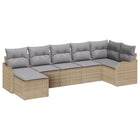 Garden Sofa Set 7 pcs Beige poly rattan