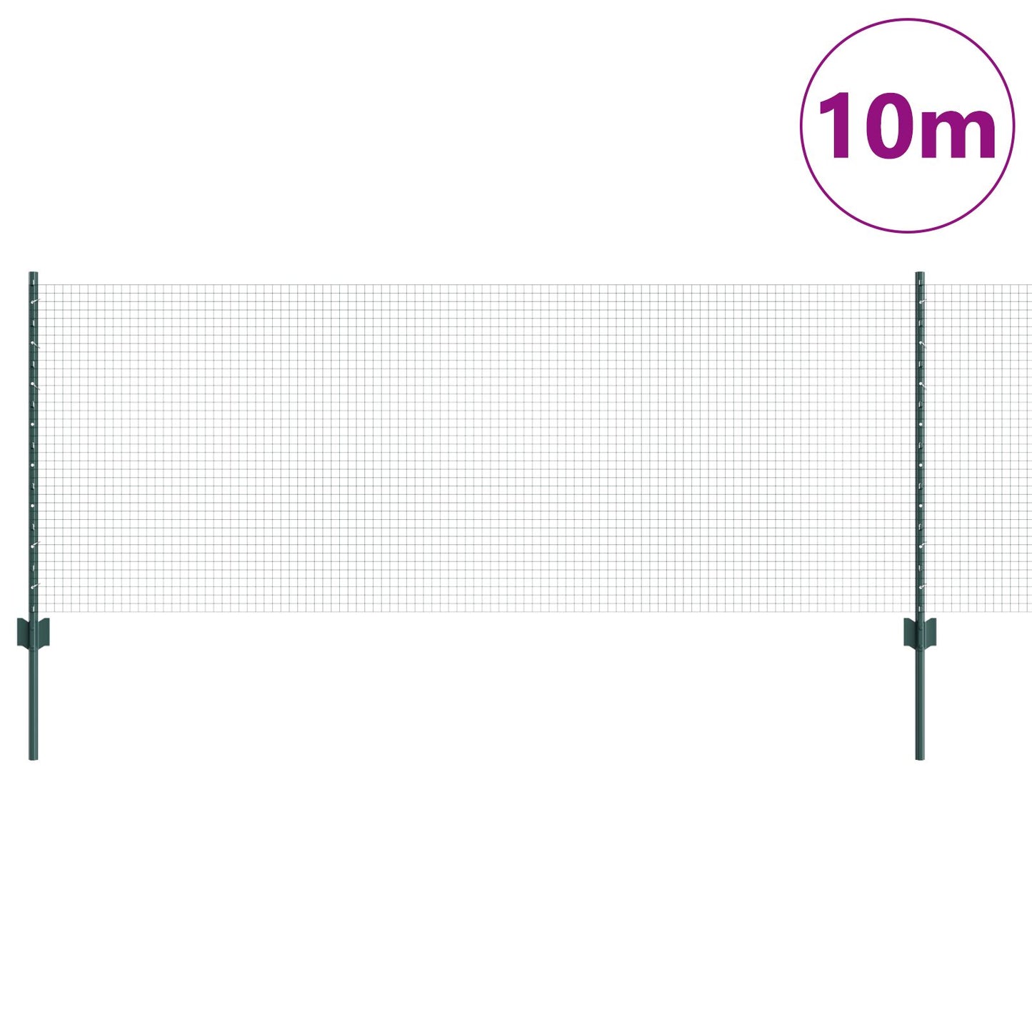 Gelaste Draadhek Met 5 U-Palen Groen 0.8X10 M Staal