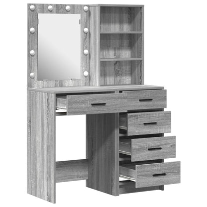 2-Delige Kaptafelset Met Led Grijs Sonoma Gefabriceerd Hout