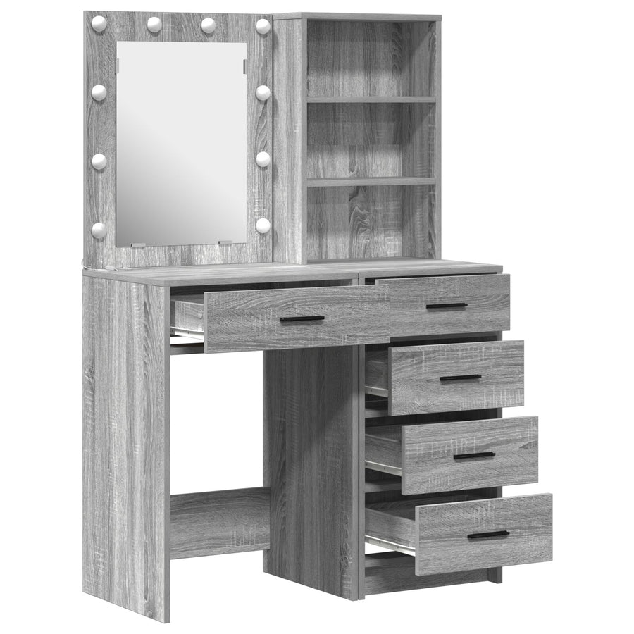 2-Delige Kaptafelset Met Led Grijs Sonoma Gefabriceerd Hout
