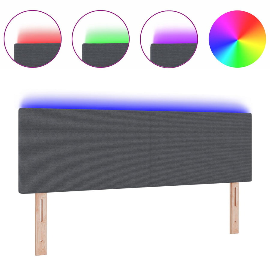 Led Hoofdbord Simpel Ontwerp Donkergrijs 80 Cm Korduroy Stof Donker grijs 160 cm Laag hoofdbord
