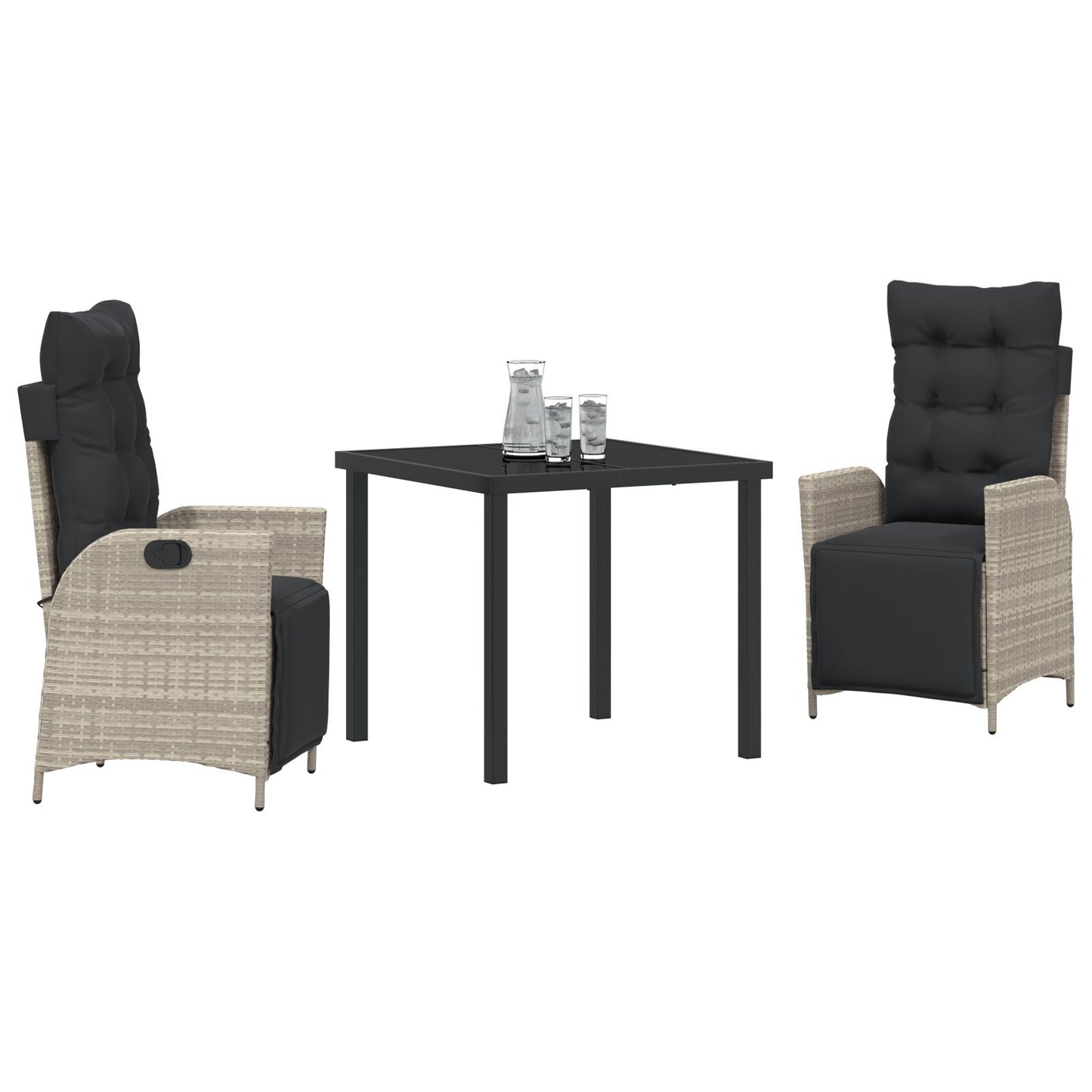3-Delige Tuin Eetset Lichtgrijs Poly Rattan