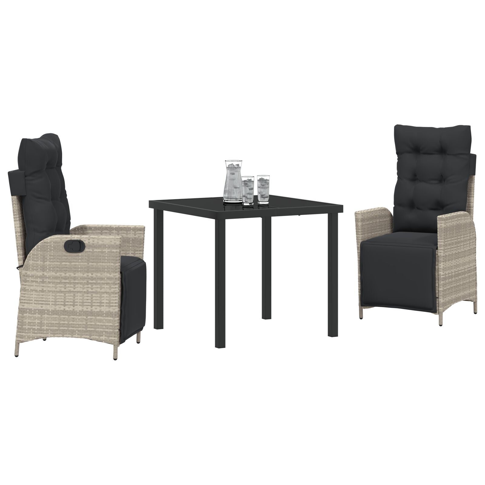 3-Delige Tuin Eetset Lichtgrijs Poly Rattan