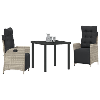 3-Delige Tuin Eetset Lichtgrijs Poly Rattan