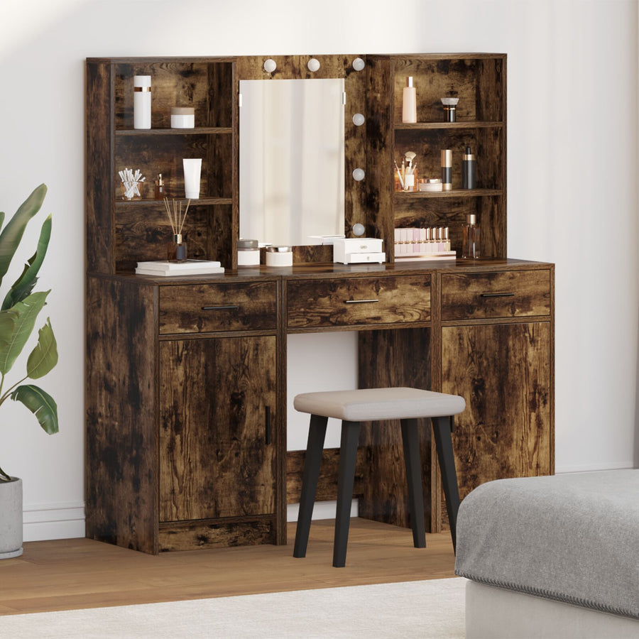 3-Delige Kaptafel Set Gerookte Eiken Geëngineerd Hout
