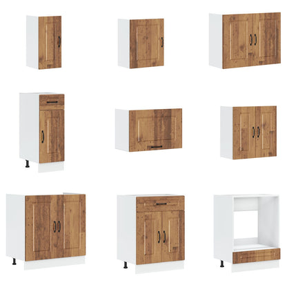 Keuken Kabinet 'Kalmar' Met Dubbele Wasbakken Oud Hout Gefabriceerd Hout Oude hout