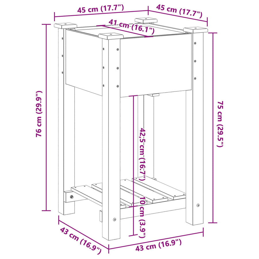 Tuinbak Met Plank 45X45X76 Cm Massief Vurenhout 45 x 45 x 76.5 cm