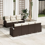 Loungeset poly rattan bruin 8-delig