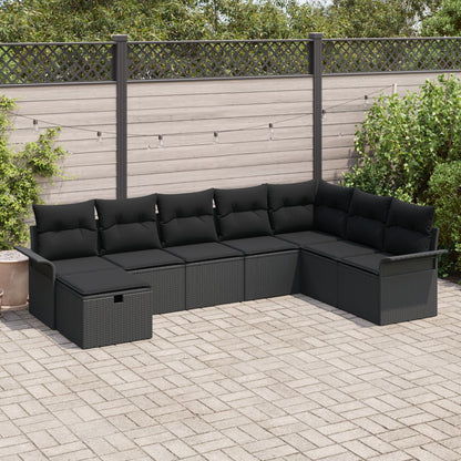 8-Delige Tuin Sofa Set Met Kussens Zwart Poly Rattan, 2-Zits Tuin Sofa Met Opslag & Kussens Zwart Poly Rattan Wit