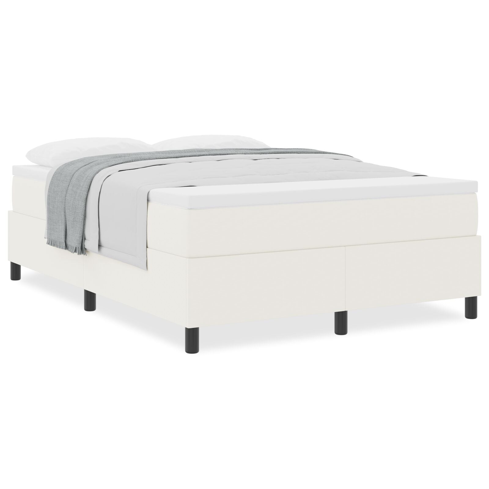 Boxspringbed Met Matras Crème 160X200 Cm Corduroy Stof