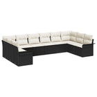 Tuinset poly rattan 10-delig zwart