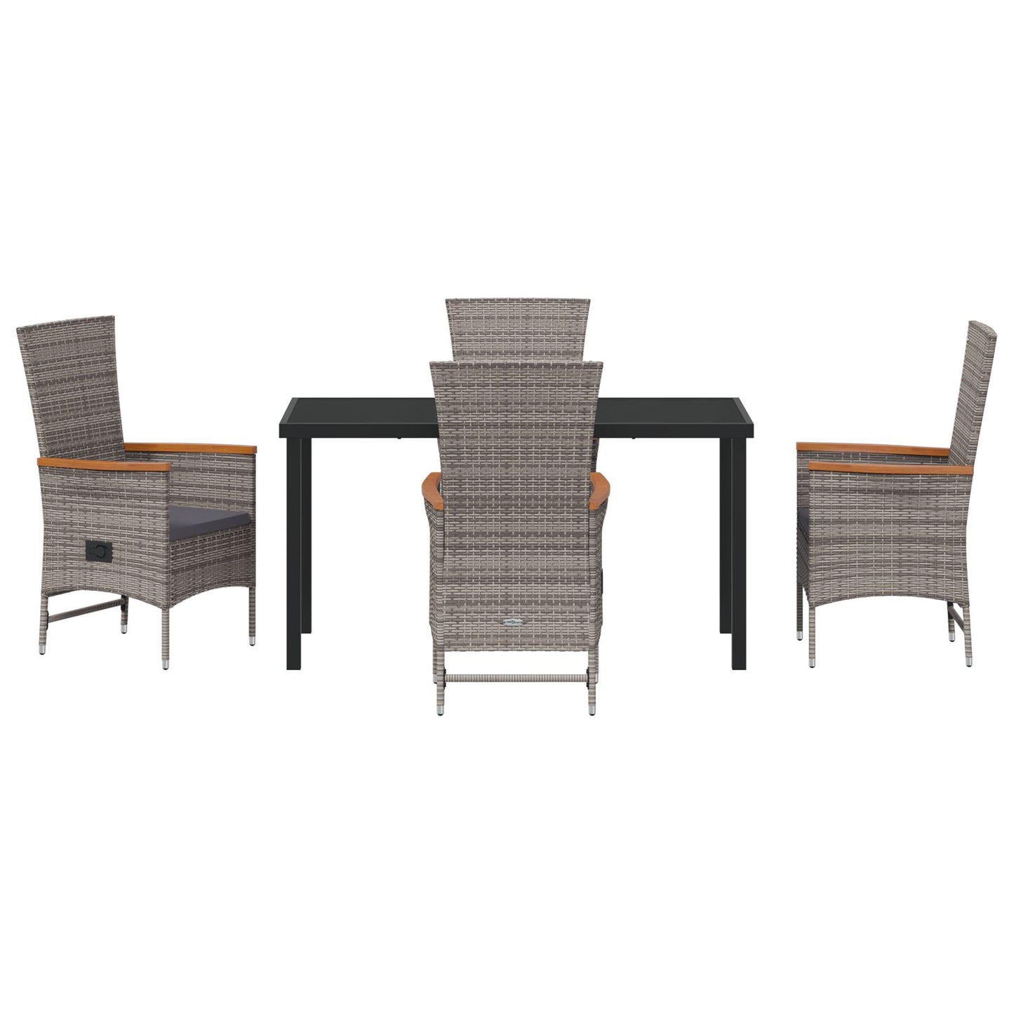 5-Delige Tuin Eetset Met Kussens Grijs Poly Rattan