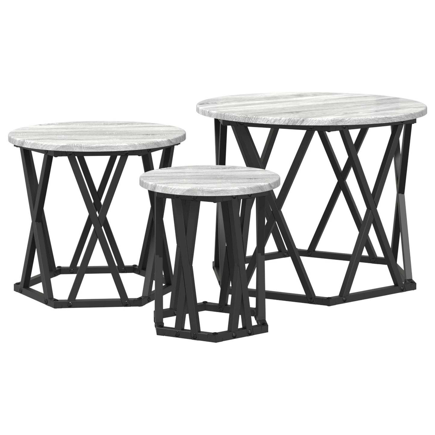 Nesting Bijzettafels 3 Pcs Bewerkt Hout Grijze sonoma