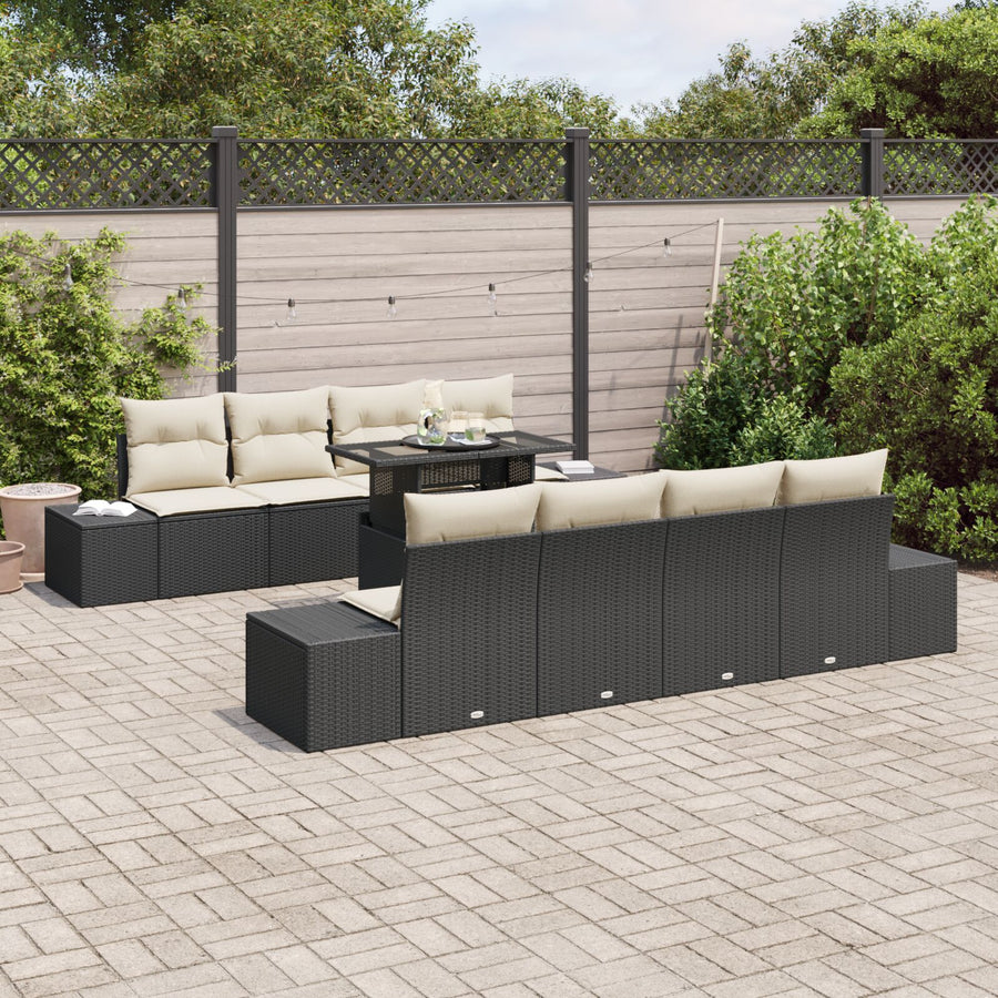 Tuinbank Set 7-Delige Set Beige Poly Rattan Tuin Sofa Set