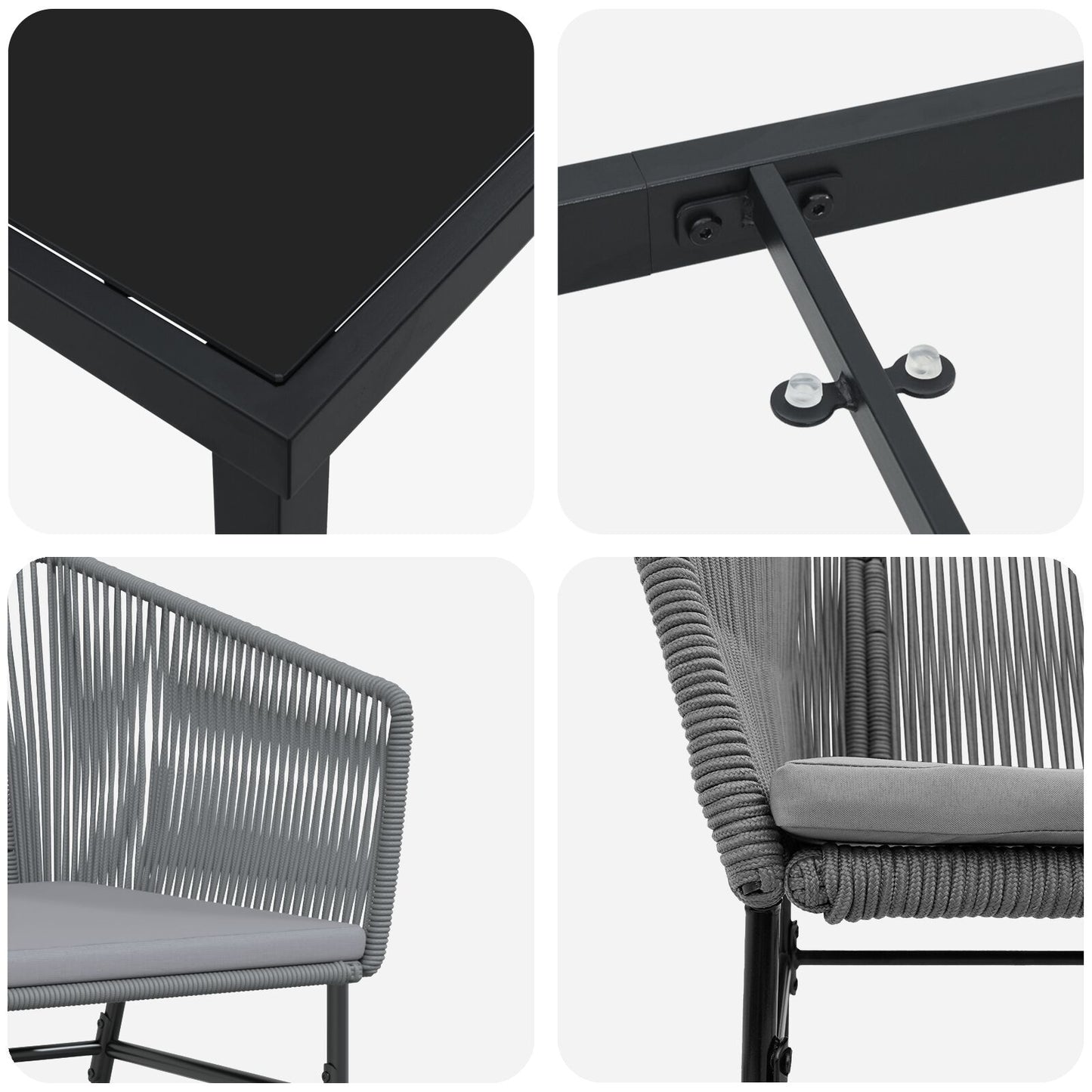 5-Delige Tuinset Met Kussens Grijs Poly Rattan