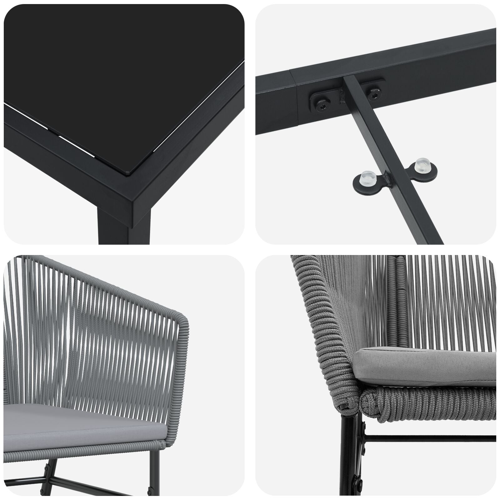 5-Delige Tuinset Met Kussens Grijs Poly Rattan