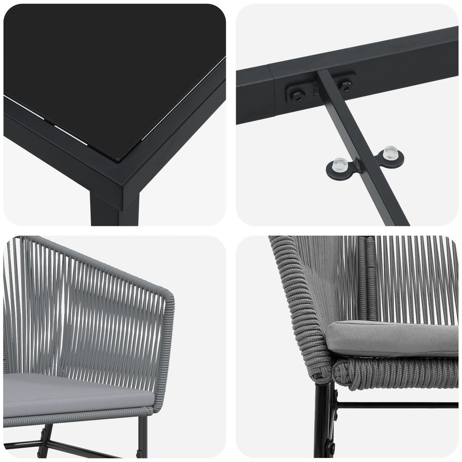 5-Delige Tuinset Met Kussens Grijs Poly Rattan