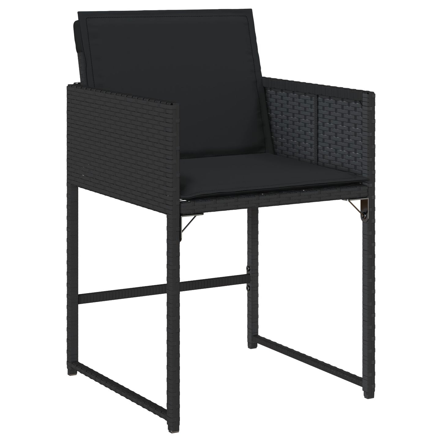 5-Delige Tuin Eettafelset Met Kussens Zwart Poly Rattan