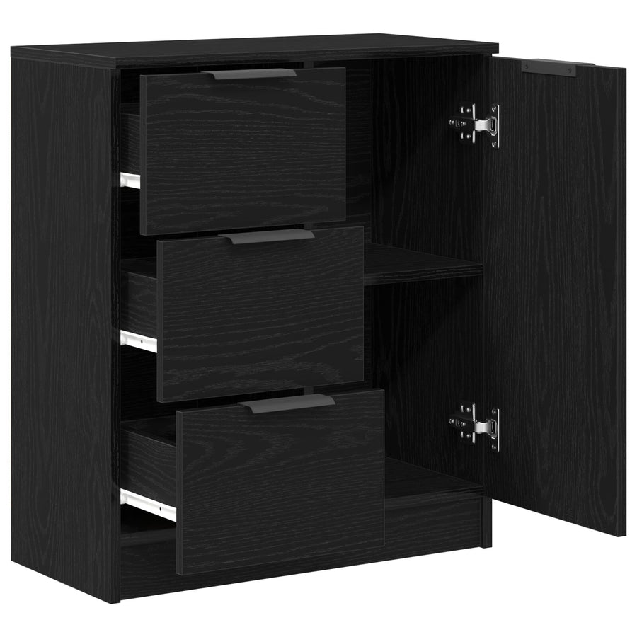 Zwart Eiken Dressoir 60X30X70 Cm Gemaakt Van Bewerkt Hout